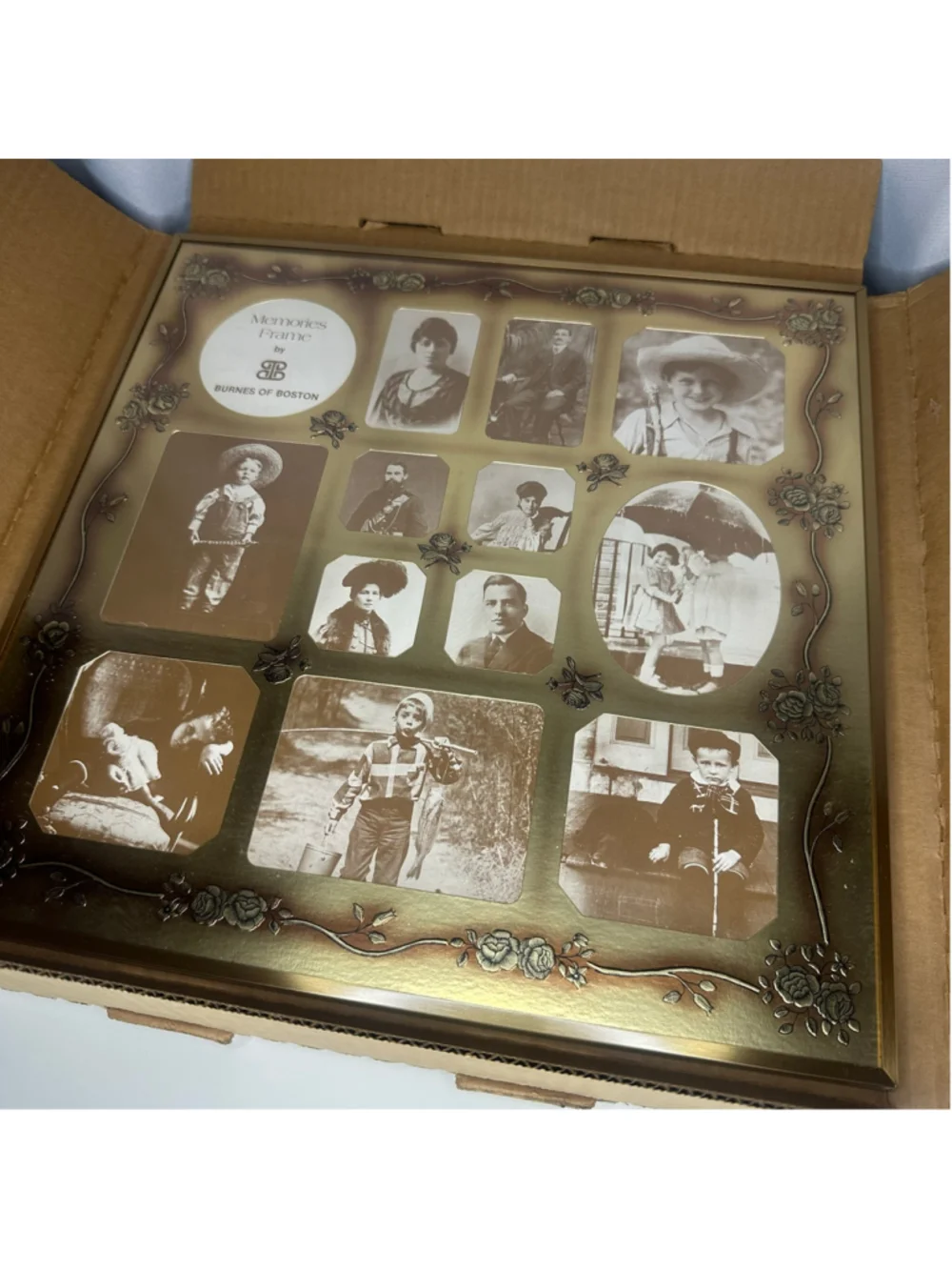 Vintage New NIB Burnes of Boston Memories Multi-Photo Collage Frame w Gold Foil